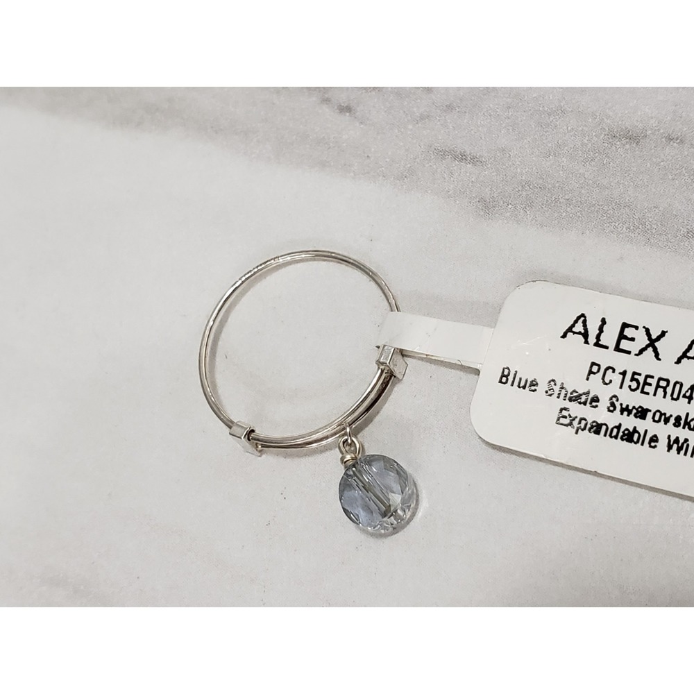 NEW Alex and Ani Expandable Wire Ring Swarovski Crystal Infusion Blue .925 Silve
